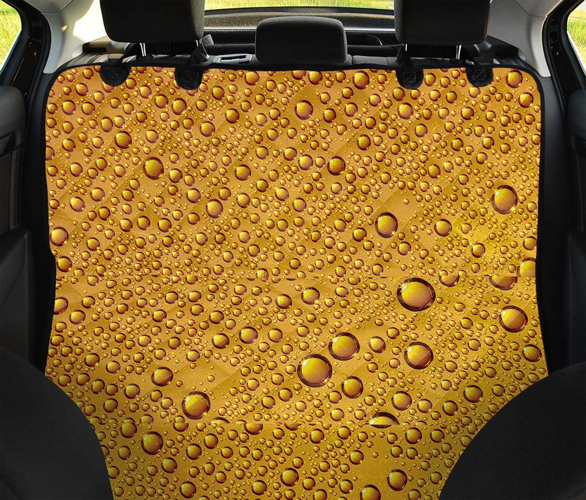 Water Drops On Beer Print Pet Car Back Seat Cover
