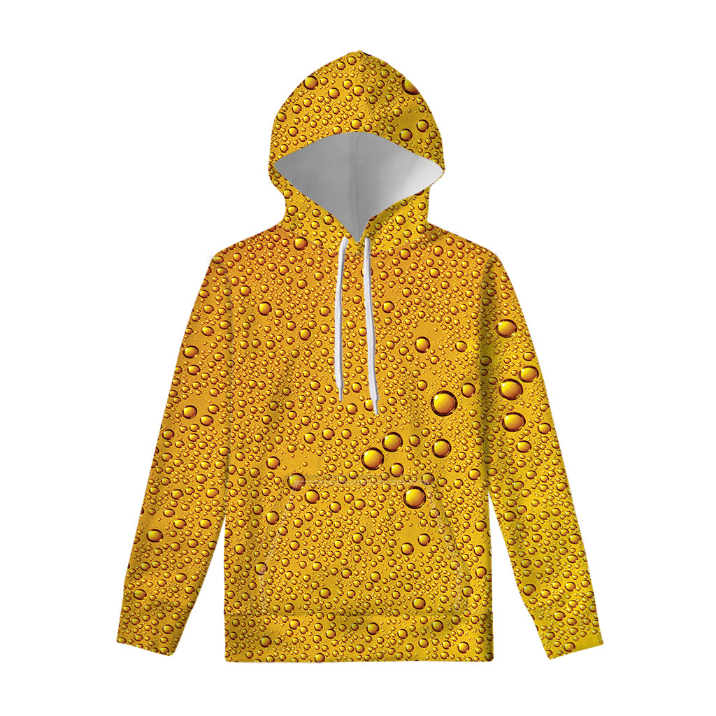 Water Drops On Beer Print Pullover Hoodie