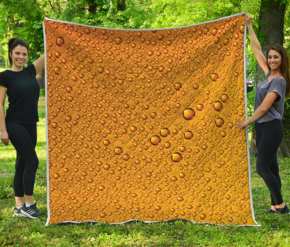 Water Drops On Beer Print Quilt