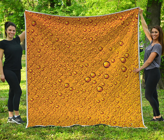 Water Drops On Beer Print Quilt