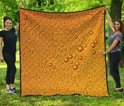 Water Drops On Beer Print Quilt