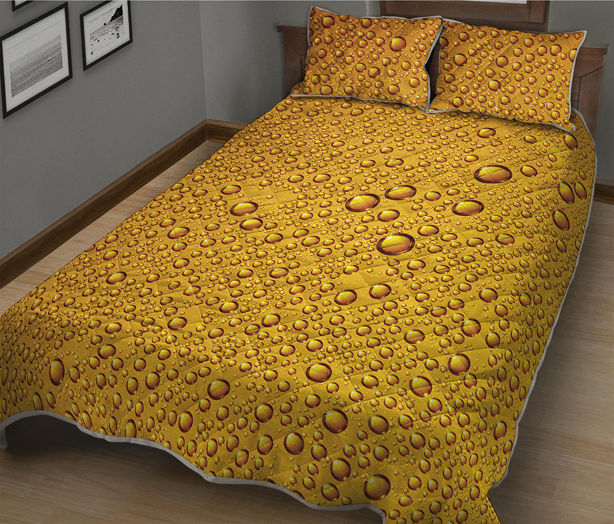 Water Drops On Beer Print Quilt Bed Set