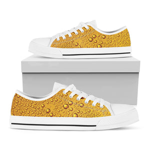 Water Drops On Beer Print White Low Top Shoes