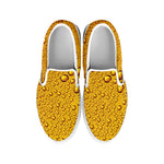 Water Drops On Beer Print White Slip On Shoes