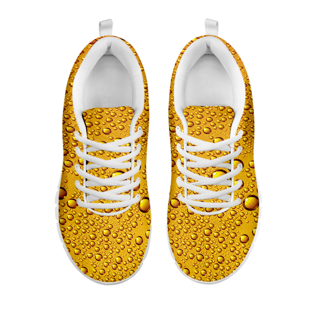 Water Drops On Beer Print White Sneakers