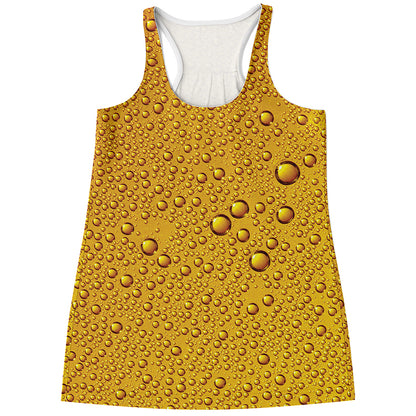 Water Drops On Beer Print Women's Racerback Tank Top