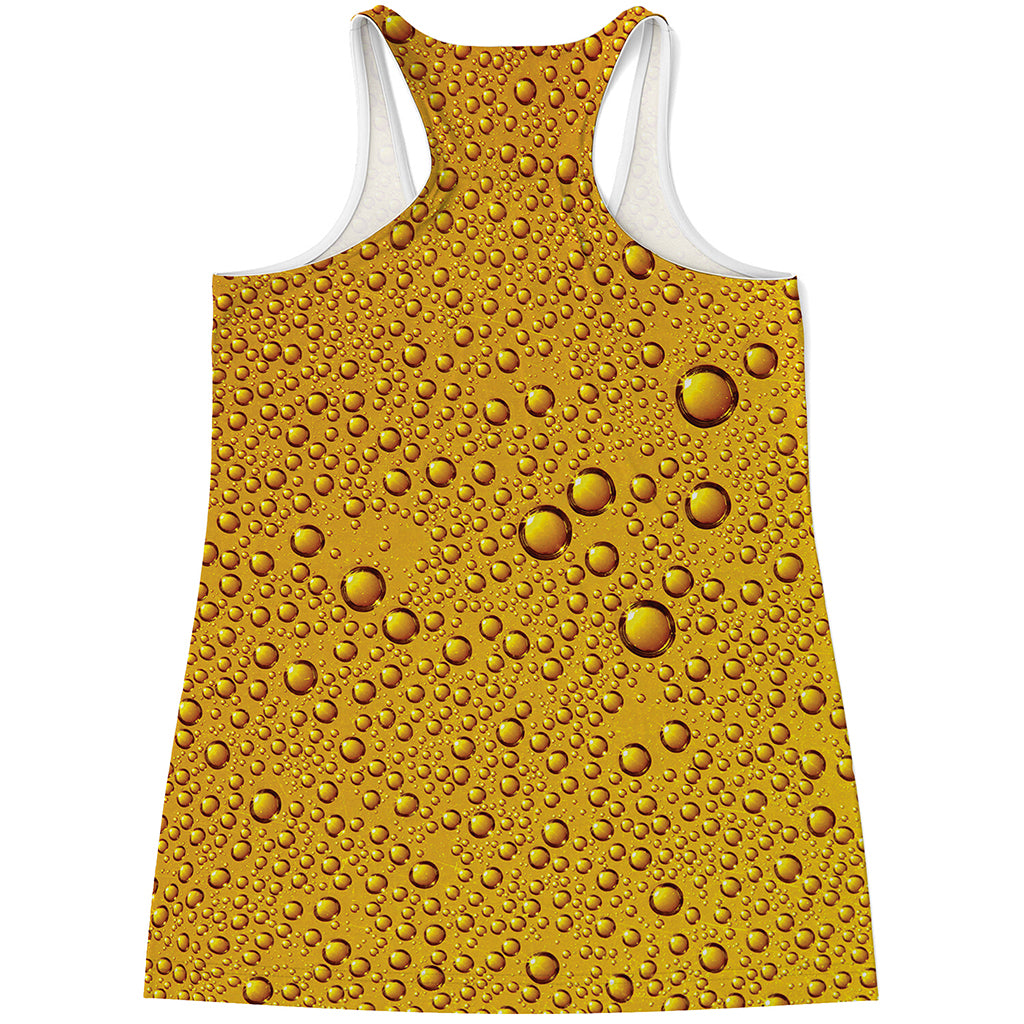 Water Drops On Beer Print Women's Racerback Tank Top
