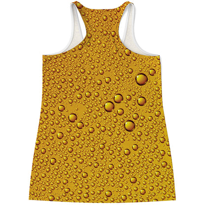 Water Drops On Beer Print Women's Racerback Tank Top