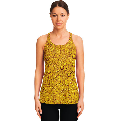 Water Drops On Beer Print Women's Racerback Tank Top