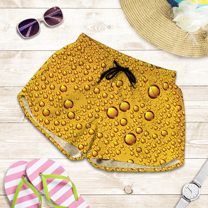 Water Drops On Beer Print Women's Shorts
