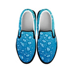 Water Drops Print Black Slip On Shoes