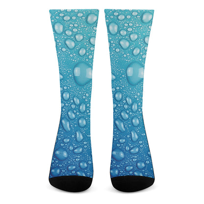 Water Drops Print Crew Socks