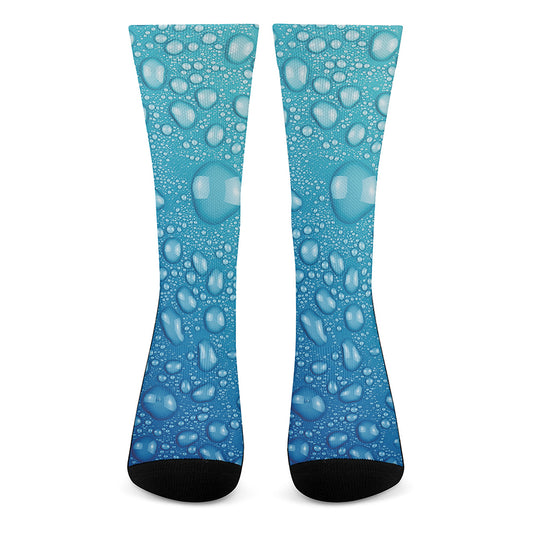 Water Drops Print Crew Socks