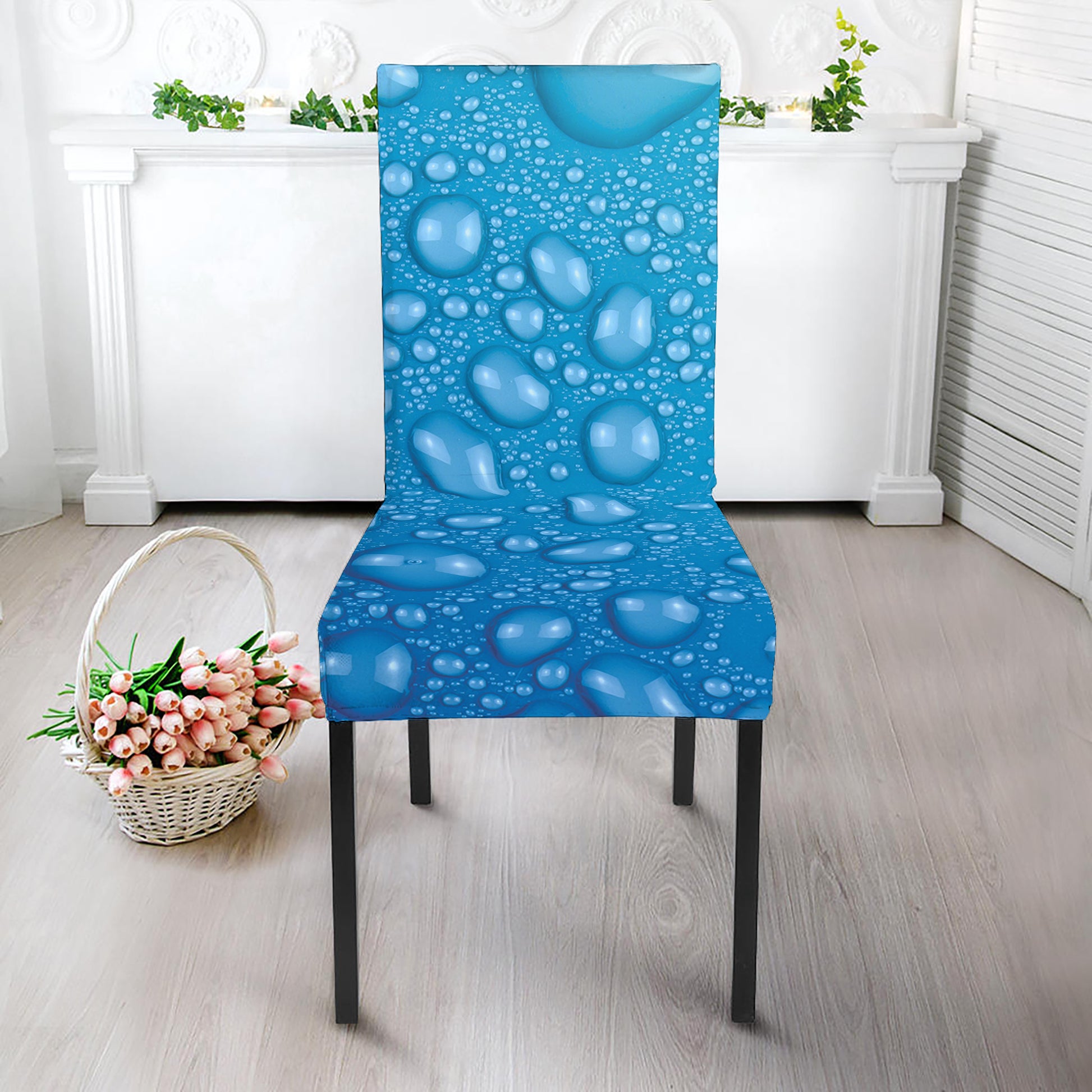 Water Drops Print Dining Chair Slipcover