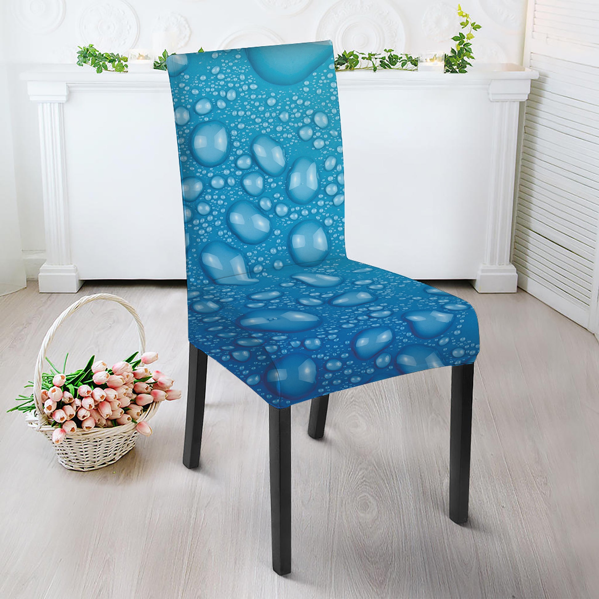 Water Drops Print Dining Chair Slipcover