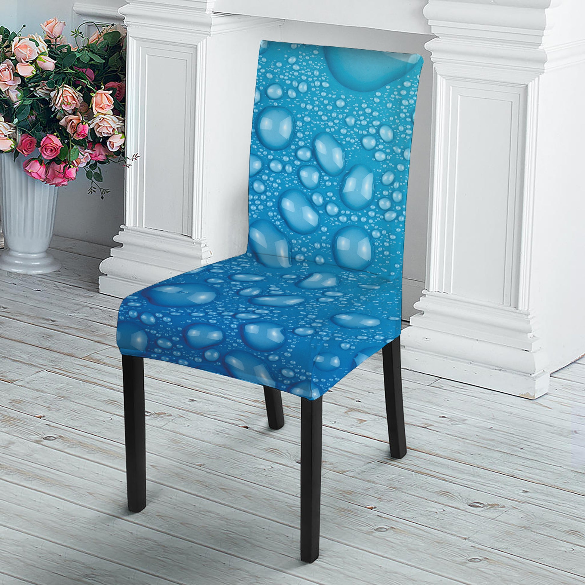 Water Drops Print Dining Chair Slipcover
