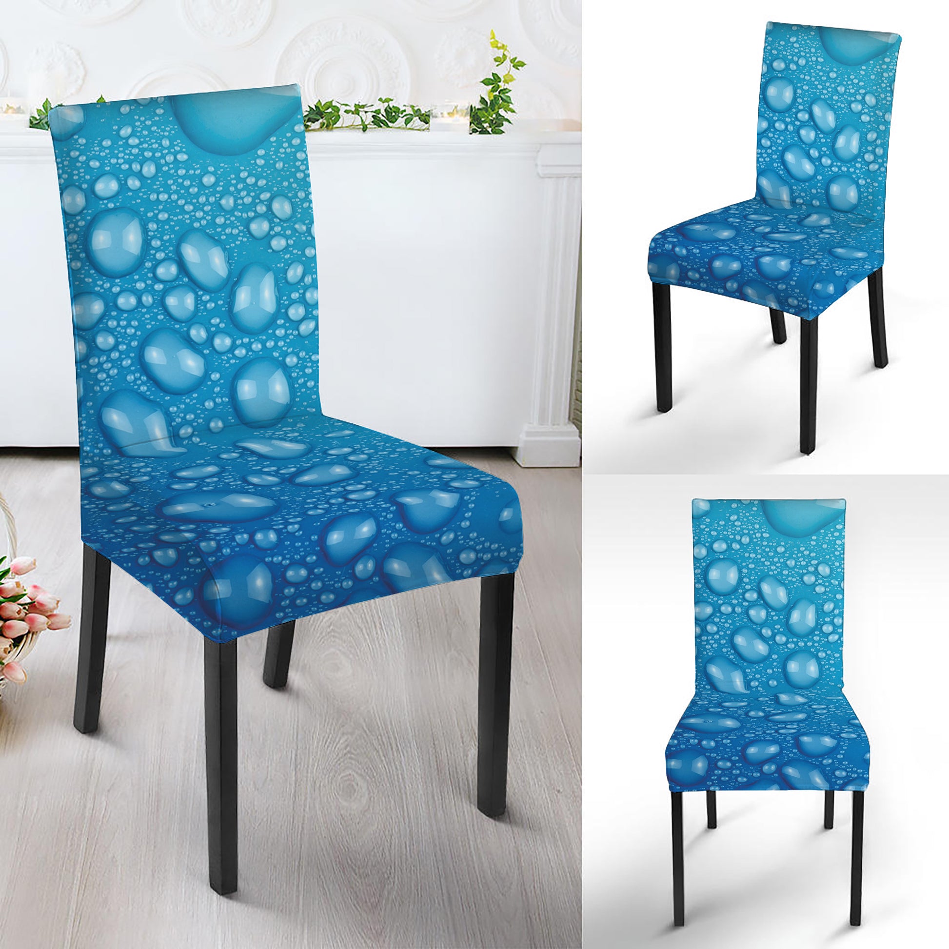 Water Drops Print Dining Chair Slipcover