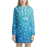 Water Drops Print Hoodie Dress