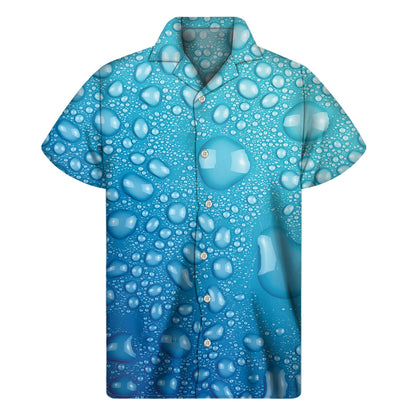 Water Drops Print Men's Short Sleeve Shirt