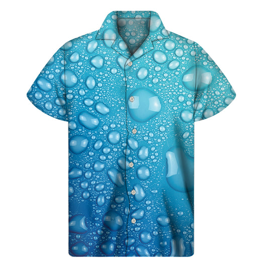 Water Drops Print Men's Short Sleeve Shirt