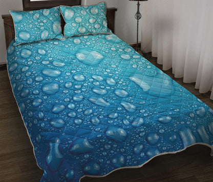 Water Drops Print Quilt Bed Set