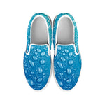 Water Drops Print White Slip On Shoes