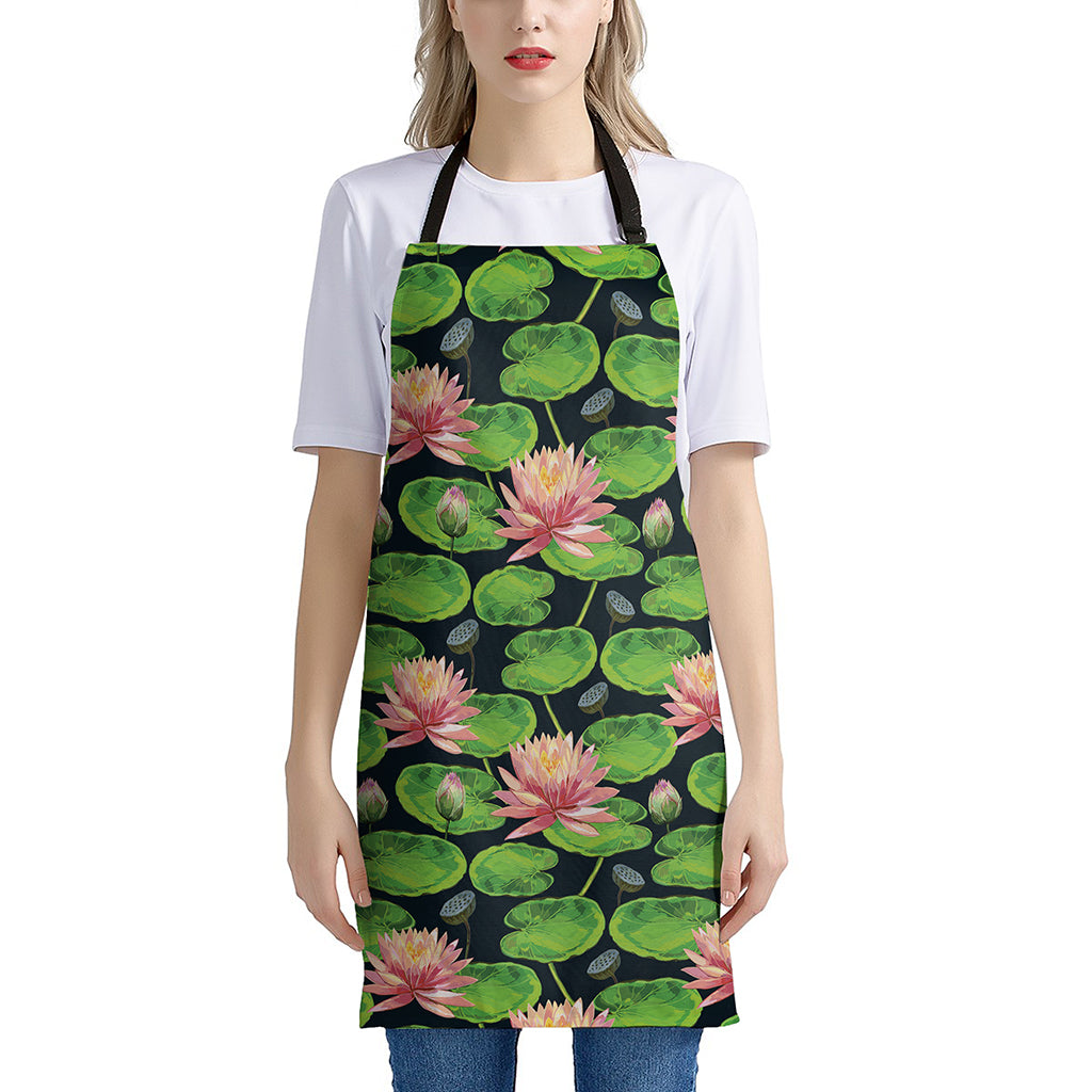 Water Lily Flower Pattern Print Apron