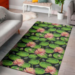 Water Lily Flower Pattern Print Area Rug