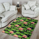 Water Lily Flower Pattern Print Area Rug
