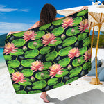Water Lily Flower Pattern Print Beach Sarong Wrap