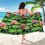Water Lily Flower Pattern Print Beach Sarong Wrap