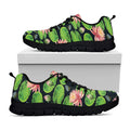 Water Lily Flower Pattern Print Black Running Shoes