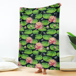 Water Lily Flower Pattern Print Blanket