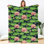 Water Lily Flower Pattern Print Blanket
