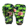 Water Lily Flower Pattern Print Boxing Gloves