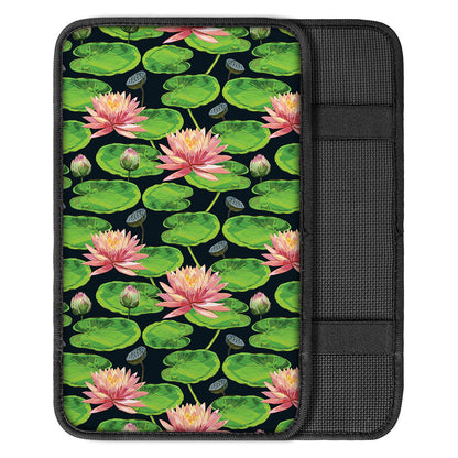 Water Lily Flower Pattern Print Car Center Console Cover
