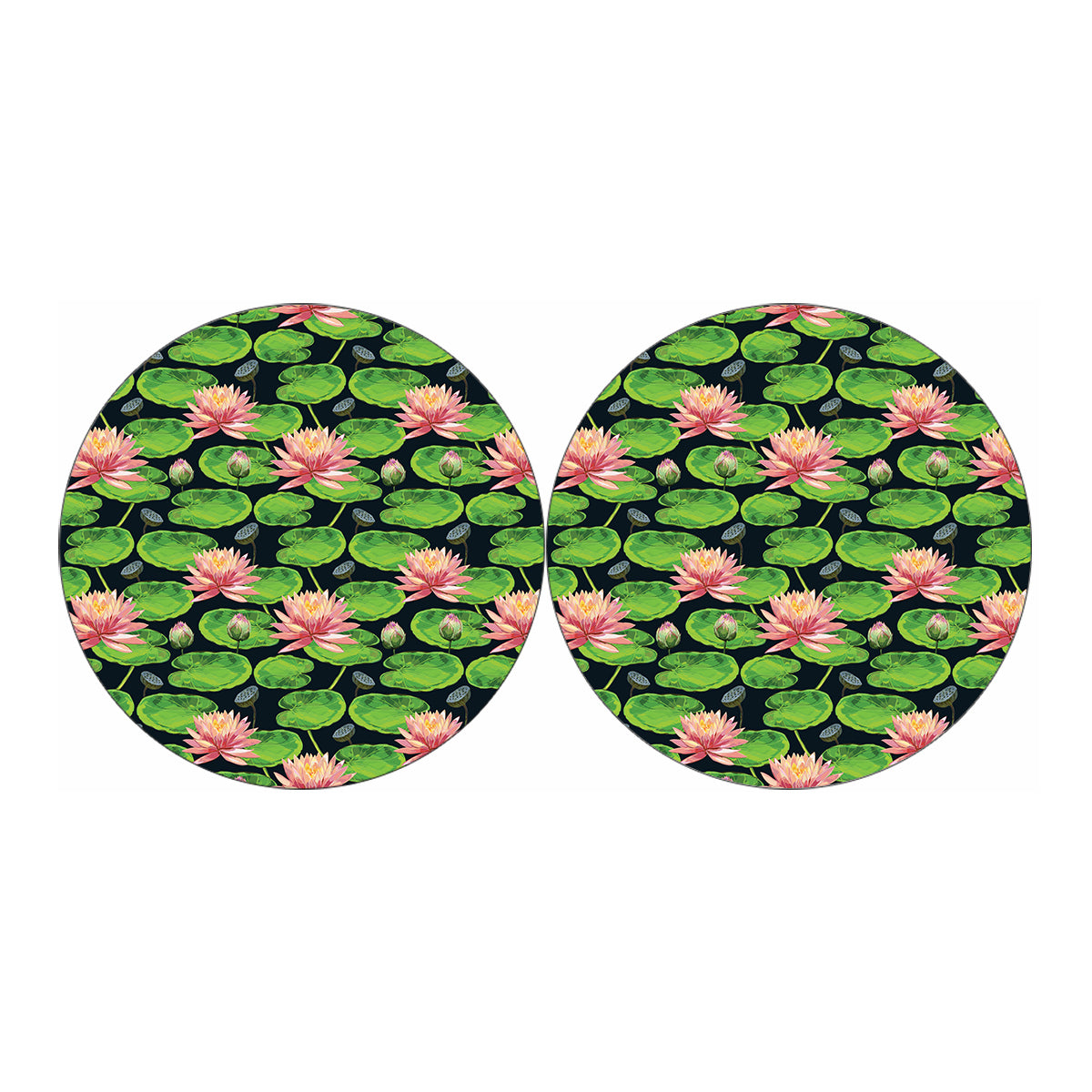 Water Lily Flower Pattern Print Car Coasters