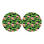 Water Lily Flower Pattern Print Car Coasters