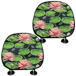 Water Lily Flower Pattern Print Car Headrest Covers