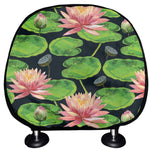 Water Lily Flower Pattern Print Car Headrest Covers