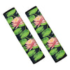 Water Lily Flower Pattern Print Car Seat Belt Covers