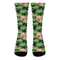 Water Lily Flower Pattern Print Crew Socks