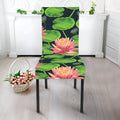 Water Lily Flower Pattern Print Dining Chair Slipcover