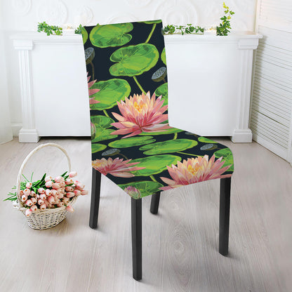 Water Lily Flower Pattern Print Dining Chair Slipcover