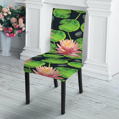 Water Lily Flower Pattern Print Dining Chair Slipcover