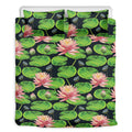Water Lily Flower Pattern Print Duvet Cover Bedding Set