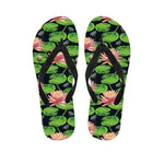 Water Lily Flower Pattern Print Flip Flops