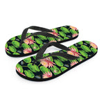 Water Lily Flower Pattern Print Flip Flops