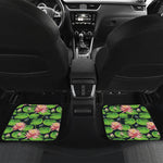 Water Lily Flower Pattern Print Front and Back Car Floor Mats