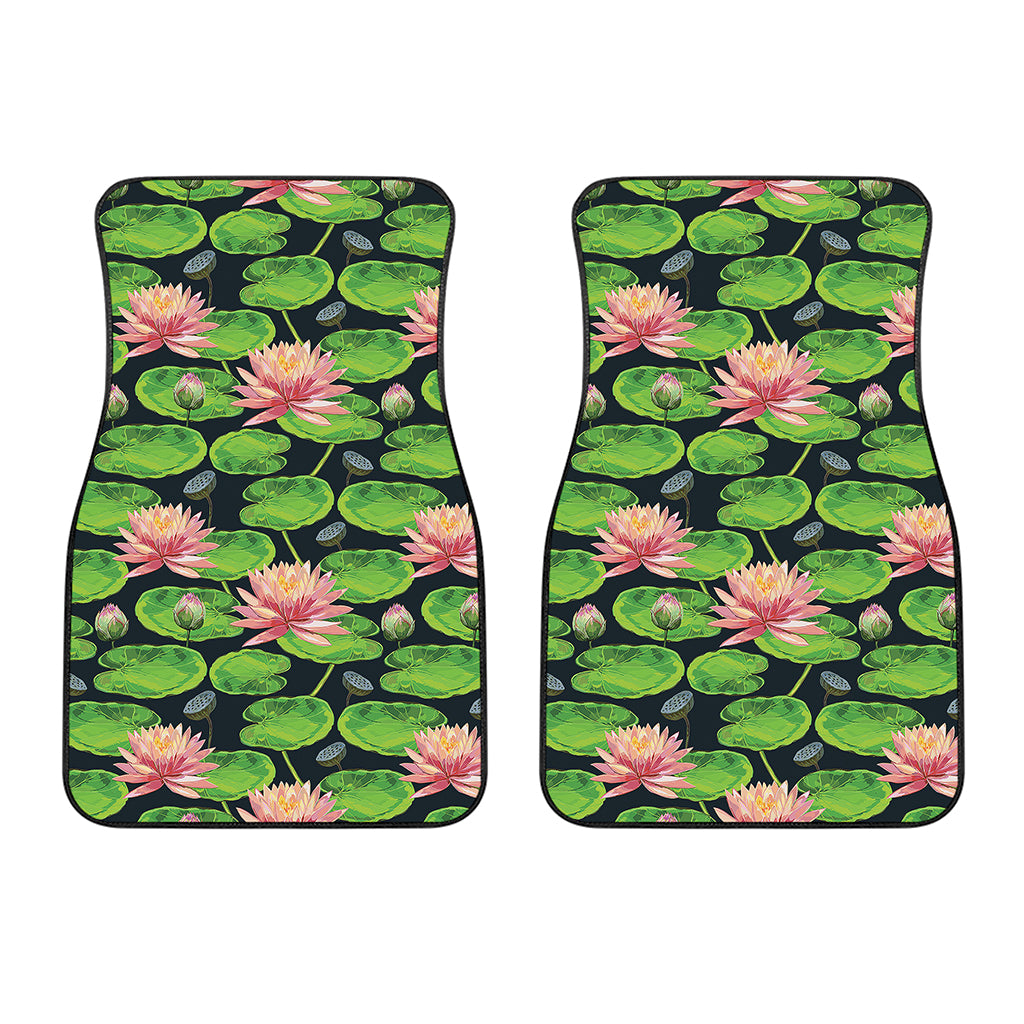 Water Lily Flower Pattern Print Front Car Floor Mats